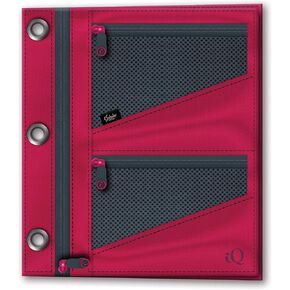 iScholar iQ+ Jumbo Expandable Pencil Pouch, 3 Pockets, Coral (55035-CO)