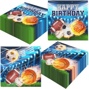 40Pcs Sports Napkins Paper Sports Birthday Party Decorations Sports Birthday Napkins All Star Napkins Football Baseball Basketball Soccer Napkins Sports Themed Party Decorations Sports Party Supplies