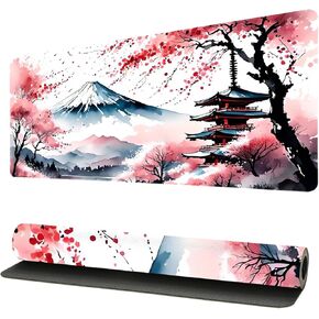 Minimalist Floral Desk Aesthetics Large Mouse Pad,Spring 3D Flowers Non-Slip Base Waterproof Large Keyboard Pad,31.5x15.7 Inch Desk Pad for Girl Women Office Decor