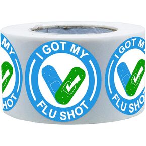 I Got My Flu Shot Stickers Waterproof Vaccine Labels, 1.5 Inch Blue (500)