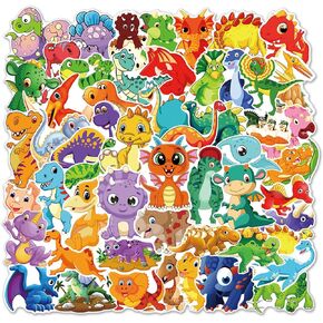 Jurassic Dinosaur Stickers for Kids, 50pcs Cute Dino Stickers for Water Bottle, Jurassic Park Stickers Pack, Vinyl Waterproof Dino Stickers for Scrapbook Party Favors Goody Bags (Jurassic)
