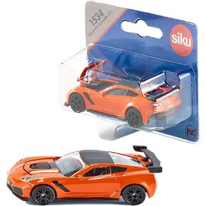 Siku 1534, Chevrolet Corvette ZR1, Orange/Black, Opening Bonnet, Toy Vehicle for Children