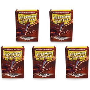 5 Packs Dragon Shield Matte Crimson Standard Size 100 ct Card Sleeves Value Bundle!