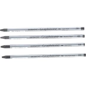 Derwent Watersoluble Graphitone Pencils, Fine Point, Black, 4 Pencils per Pack (34304)