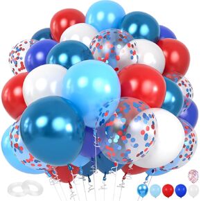 Frozen Balloons, 60 Pcs Purple and Blue Balloons, Silver White Confetti Purple Blue Latex Balloons for Girls Ice Snow Theme Frozen Theme Party Birthday Baby Shower Winter Party Decorations