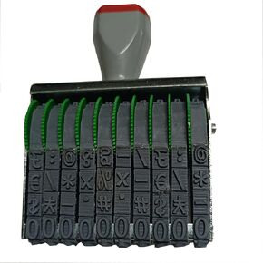 Business Stamps, Personalized Number Stamp,WANLIAN 10 Digit Changeable 0-9 Numbers and Symbol Numbering Stamp,Date Stamp,Rubber Stamp,Ink Stamps,Print Size 67 x 7 mm-Gray Red