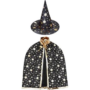 Newland Wizard Costume Kids,3-10 years Wizard Cape and Hat,Kids Cloak Dress up Party Supplies for Halloween Christmas Cosplay