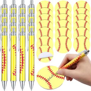 Yeaqee 32 Pcs Softball Party Favors Include 16 Ballpoint Pens Black Ink Baseball Pens 16 Sticky Note Pad Softball Gifts Bulk for Office Home School Sports Fan Gifts Supplies
