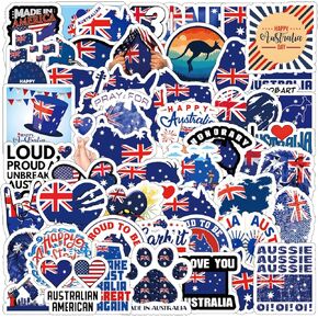 66Pcs Australia Stickers Pack, Vinyl Waterproof Sticker for Water Bottle,Skateboard,Laptop,Phone,Journaling,Scrapbooking Decals for Teens Adults for Party Supply