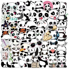 50 Pieces Cartoon Panda Stickers for Kids, Cute Animal Panda Aesthetic Waterproof Vinyl Decal for Kids Teens Girl Laptop Skateboard Water Bottle Phone Case, Pink, CCL009