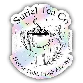 (3pcs) Suriel Tea Co Spill The Tea Sticker, Holographic Stickers, Water Assistant Holographic Sticker Paper Vinyl for Laptop Phone, Kindle Stickers, Book Stickers, Bookish Stickers (Size 2")