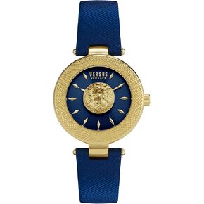 ساعة عصرية للنساء من مجموعة Versus Versace Brick Lane Lion تتميز بحزام جلدي قابل للتعديل ومينا بأشعة الشمس in Kuwait