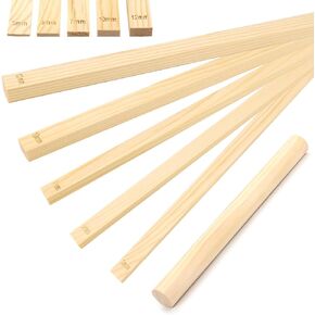 11pcs Pottery Rolling Depth Guide Sticks and Wooden Rolling Pin Set, 3mm 5mm 7mm 10mm 12mm Wooden Rolling Out Sticks, Thickness Strips for Craft Pottery Polymer Clay (5 Sizes)