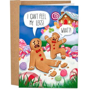 Sleazy Greetings Funny Christmas Card for Men or Women - Hilarious Holiday Card for Best Friend - Gingerbread Cookie Christmas Card for Him or Her - Rude Christmas Card - I Can't Feel My Legs