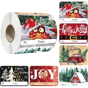 Christmas Gift Tags Stickers: 250Pcs Gift Tags for Christmas Presents, Xmas Name Labels from Santa Holiday Self-Adhesive Vintage for DIY Wrapping Paper Ribbon Accessories(Chrismas A)