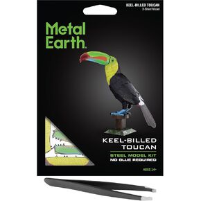 Fascinations Metal Earth Keel-Billed Toucan 3D Metal Model Kit Bundle with Tweezers