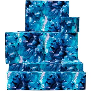 CENTRAL 23 Crystal Wrapping Paper - 6 Sheets Of Gift Wrap - Blue Crystals - For Women Teenagers Girls - Birthday Holiday Christmas - Comes With Stickers