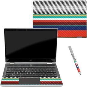 MightySkins Carbon Fiber Skin for HP Pavilion X360 14" (2018) - Triangle Stripes | Protective, Durable Textured Carbon Fiber Finish | Easy to Apply, Remove, and Change Styles | Made in The USA
