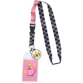 Nintendo Super Mario Princess Peach ID Badge Holder Lanyard w/Rubber Charm