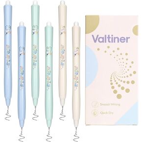 6Pcs Cute Rotatable Gel Pens, 0.5 mm Fine Point CS Pen Tip, Quick Dry Black Gel Ink Pen for Note Taking, Smooth Writing, School Office Supplies (Heart Theme)
