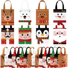 Photect 32 Pack Christmas Gift Bags with Handles Non woven Christmas Tote Bags Xmas Goodie Bags for Kids Christmas Gift Wrapping Holiday Candy Santa Goody Bags Xmas Party Favors Supplies