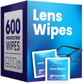 Lens Wipes for Eyeglasses - Pre-moistened Eyeglass Lens Cleaning Wipes - 600 Lens Wipes Individually Wrapped Sracth-Free Streak-Free Eye Glasses Wipes Lens Cleaner for Sunglass & Camera Lens