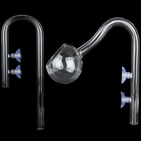 Poppy Pipe Glass Inflow Outflow Set Aquatic U Shape Inflow Pipe Set for Aquarium Planted Tank Filter 17mm for 16/22mm(5/8" ID) Tubing