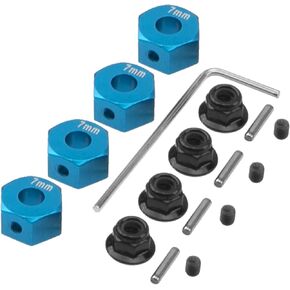 ShareGoo 12mm Hex Wheel Hubs 7mm Thick w/ M4 Lock Nut Compatible with Traxxas 1/10 Slash 4X4 Stampede Rustler 4WD RC Car,Replace of 1654