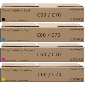 C60 C70 Toner Cartridge Black Cyan Magenta Yellow Compatible with Xerox C60 C70 Toner use for Xerox Color C60 C70 Printers.006R01655 006R01656 006R01657 006R01658