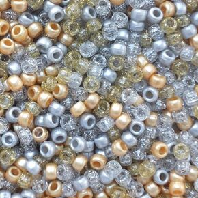 Pony Beads Gold Silver Pearl Glitter Mix Made in USA 6x9mm Large Hole B07800a Multicolor