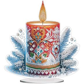 ARTopet DIY Diamond Desktop Ornaments Diamond Art Full Round Drill Paint by Numbers Mosaic Kits Tabletop Ornaments Single Sided Diamond Design Home Decor-Snowman07