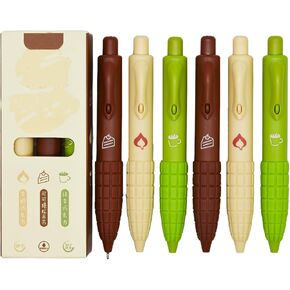 Maydahui 9 Pcs Cute Chocolate Pocket Pens Mini Short Small Pen Retractable Tremor Parkinson Pens Arthritis Hands Gel Pen Short Fat Pen Black Ink for Shcool Office Stocking Stuffers