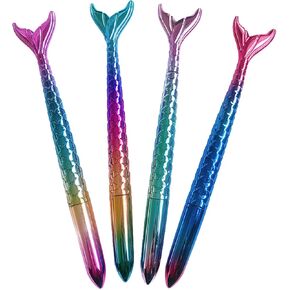 Doraking 4PCS 0.5mm Mermaid Pens Refillable Black Gel Ink Pens, Stationery Gel Pen for Writing (Mermaid)