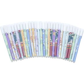 YIKANGHENG 30 Pcs Fine Point Cute Pens, 0.5mm 30 Different Random Styles Blue Ink Kawaii Gel Pens for Office, Study, Gift and Home Supplies (Blue)
