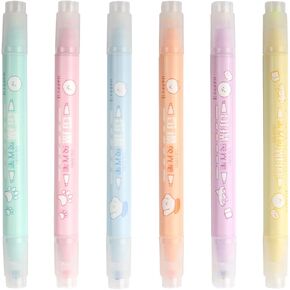 Erasable Highlighters, Double-end Erasable Smooth Writing Highlighter Pen,No Bleed Chisel Tip Highlighter Markers, Assorted Fluorescent 6 Pack (H781)