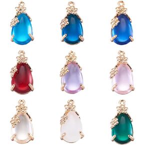FASHEWELRY 20Pcs CZ Cubic Zirconia Tiny Crescent Moon Charms Tiny Crystal Clear Rhinestone Dangle Pendants Gold Plated 9x5mm for Jewelry Making