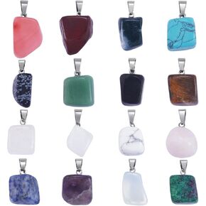 15 Pieces Star Gemstone Charm Pendant Natural Stone Crystal Healing Charm with Platinum Tone Brass Findings for Jewelry Necklace Making Crafts