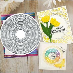 Suds&WH Nesting Frame Metal Die Cuts,Circular Teardrop Cutout Edge Round Cutting Dies Cut Stencils DIY Scrapbooking Decorative Embossing Paper Scrapbooking Card Making, silver, Suds&WH-001