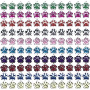 60PCS Animal Cat Dog Paw Chunk Charms Pendants Crystal Beads Jewelry Findings For DIY Jewelry Making Necklace Bracelet (Multicolor)