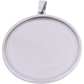 Reidgaller 10pcs Stainless Steel Cabochon Setting Trays 40mm Dia Pendant Base Blanks DIY Necklace Bezels for Jewelry Making