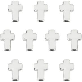 CHGCRAFT 10pcs Cross Loose Beads 304 Stainless Steel Cross Beads Cross Charm Spacer Beads for DIY Bracelets Necklace Jewelry Making 14x10x4mm, Stainless Steel Color
