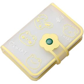 Clear Credit ID Card Holder Case Pocket Card Wallet Purse Card Pouch Organizer 20 Slots with Cartoon Pattern Peach