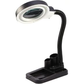 10X Magnifying Glass with Light and Stand, 2 in 1 LED Magnifying Lamp, Magnifying Glass Lamp, Adjustable Hands Free Magnifier Desk Lamp for Reading, Repair, Crafts, Close Work