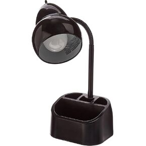 Globe Electric 6.3 x 6.69 x 10.63 Inches Goose Neck Desk Lamp with 10 Watt A-19 Non Dimmable LED Bulb, 2.1a USB Port and Organizer, Black