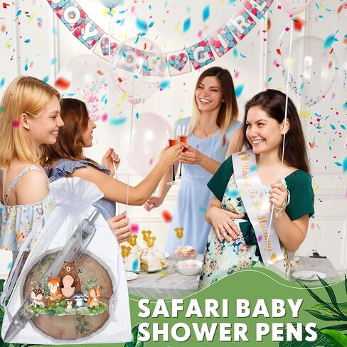 Chuangdi 50 Sets Baby Shower Favors Gifts for Guests Includes 50 Pcs Ballpoint Pens, Thank You Cards and Organza Bags(Woodland Animal) in Saudi Arabia