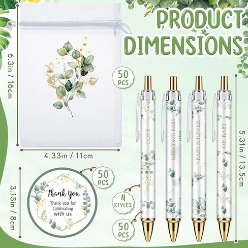 Chuangdi 50 مجموعة من هدايا استحمام الطفل للضيوف تتضمن 50 قطعة من أقلام الحبر الجاف وبطاقات الشكر وحقائب الأورجانزا (حيوانات الغابة) in Kuwait