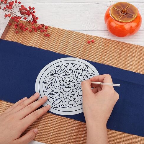 WEBEEDY DIY Sashiko Embroidery Kit Stitching Sashiko Placemat with Traditional Japanese Sashiko Pattern Template Fabric Flower Table Mats Needlework with Instructions for Home Dining Table Decor in Saudi Arabia