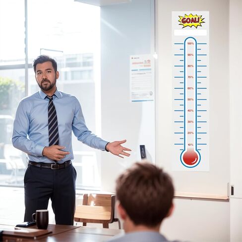 KIUKIUO 5 قطع من الرسوم البيانية لأهداف ميزان الحرارة لجمع التبرعات 10 × 40 لتتبع أهداف المسح الجاف، مخطط ميزان الحرارة لإعداد الأهداف، ملصق حائط من الفينيل للمنزل والمدرسة والمكتب لجمع التبرعات in Kuwait