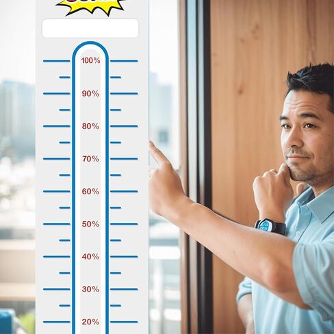 KIUKIUO 5 قطع من الرسوم البيانية لأهداف ميزان الحرارة لجمع التبرعات 10 × 40 لتتبع أهداف المسح الجاف، مخطط ميزان الحرارة لإعداد الأهداف، ملصق حائط من الفينيل للمنزل والمدرسة والمكتب لجمع التبرعات in Kuwait