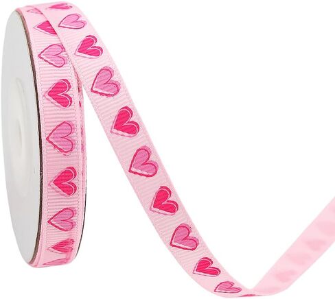 GSHLLO 10 Yards 1cm Wide Valentine's Day Ribbon Love Heart Ribbon Gift Wrapping Ribbon Holiday Craft Ribbon Decorative Packing Ribbon Floral Bouquets Ribbon Pink in Saudi Arabia